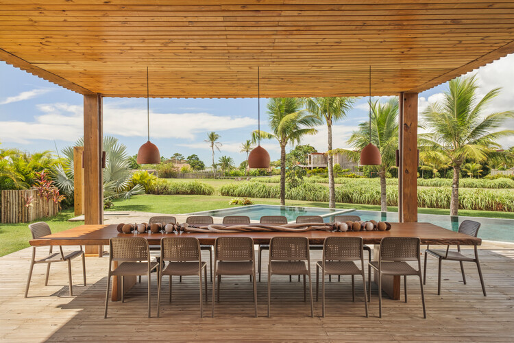 Casa SA / 73.Onze Arquitetura - Fotografia de Interiores, Sala de Jantar, Madeira, Mesa, Cadeira, Pátio
