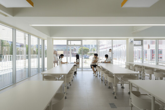 Mirae High School of Science & Technology Cafeteria Extension  / Bare Ground Architects - Interior Photography, Kitchen, Glass, Chair