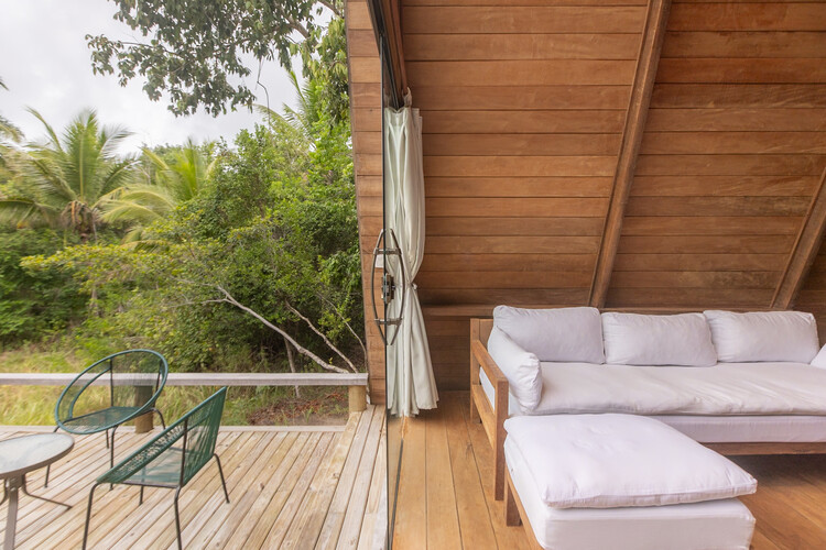 Cabana Piri / 73.Onze Arquitetura - Fotografia de Interiores, Dormitório, Madeira, Terraço, Cama, Cadeira