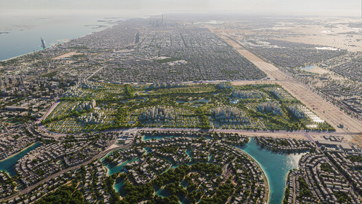 BIG Presents Masterplan to Turn the Jebel Ali Racecourse in Dubai into a Green Walkable District - Image 2 of 9