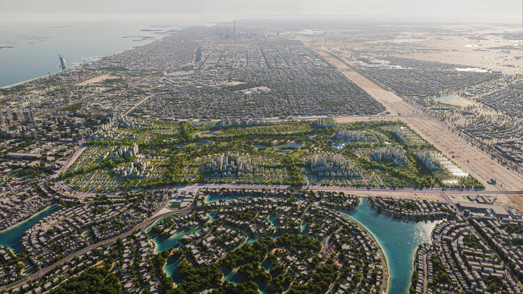 BIG Presents Masterplan to Turn the Jebel Ali Racecourse in Dubai into a Green Walkable District - Image 2 of 9