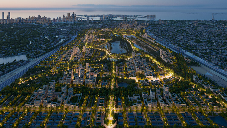 BIG Presents Masterplan to Turn the Jebel Ali Racecourse in Dubai into a Green Walkable District - Image 3 of 9