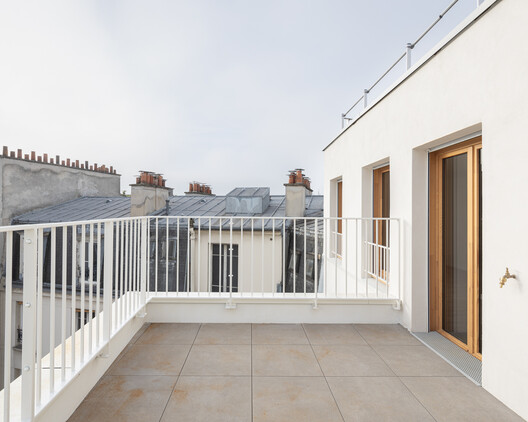 Pradrier 15 Housing Units / mobile architectural office - Exterior Photography, Wood, Door, Balcony, Handrail, Concrete