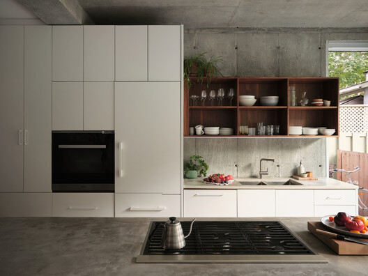 Maison-Jardin BEAU / Alexandre Bernier Architecte - Interior Photography, Kitchen, Countertop, Shelving