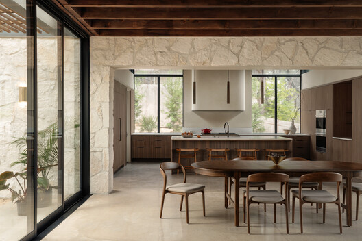 Casa Calma / Ravel Architecture - Interior Photography, Dining room, Wood, Table, Lighting, Chair, Countertop