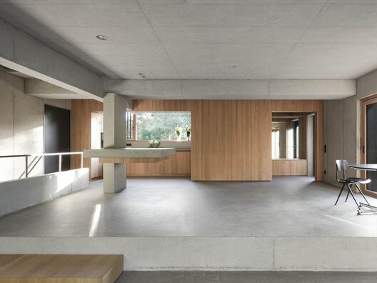 Set Houses with One Pillar / Buero Wagner - Interior Photography, Kitchen, Wood, Concrete