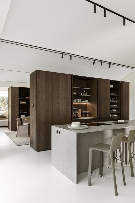 S House / PL.Architekci - Interior Photography, Kitchen, Wood, Table, Chair, Countertop, Glass