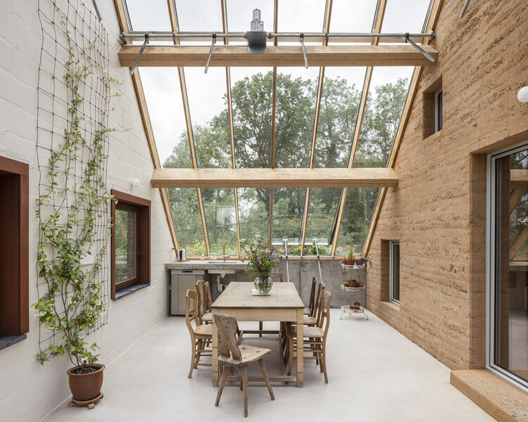 Omloop Farmhouse / hé! architectuur - Interior Photography, Dining room, Wood, Beam, Glass, Chair