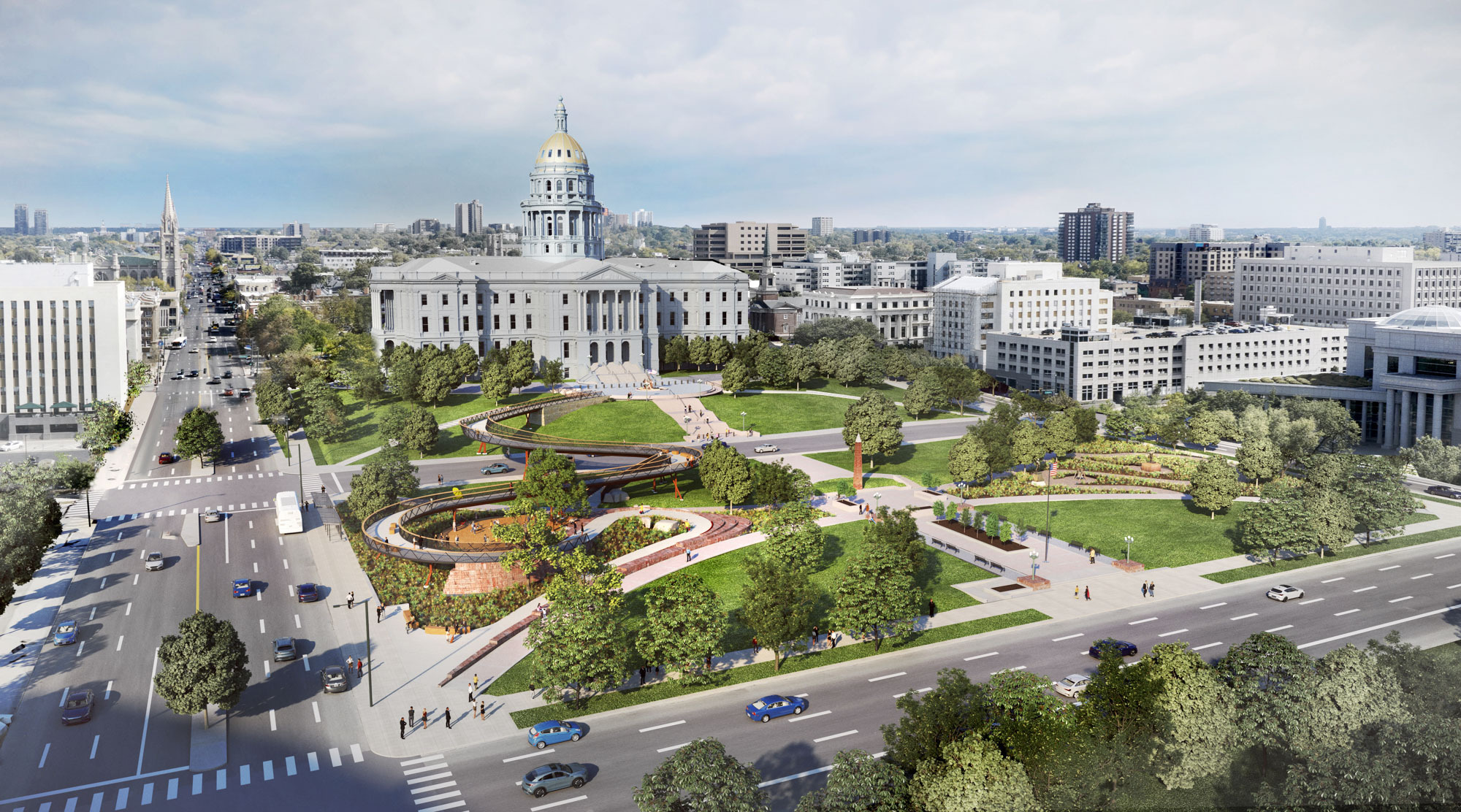 Studio Gang Revela Projeto Inovador para a Passarela Pedestre Colorado 150 no Centro de Denver