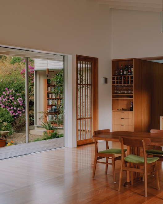 Cooroy House / Henry Bennett + Dan Wilson - Interior Photography, Dining room, Wood, Lighting, Chair, Glass