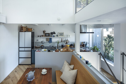 House for Two / Tenhachi Architect & Interior Design  - Interior Photography, Kitchen, Lighting, Table, Countertop, Chair, Shelving