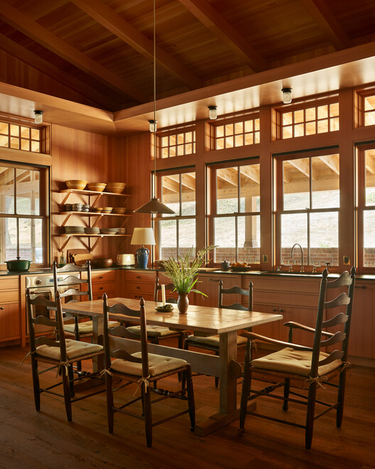 Rural Reimagined House / Fergus Garber Architects - Interior Photography, Wood, Table, Lighting, Chair, Shelving, Glass