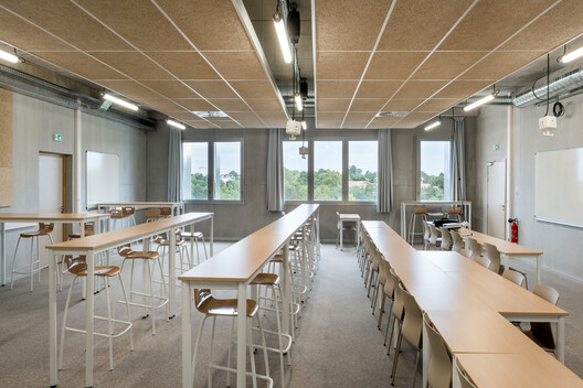 ISALAB Engineering School / Patrick Arotcharen Architecte - Interior Photography, Kitchen, Wood, Chair