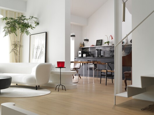 琴宅｜刘女士家 / 金秋野建筑工作室 - 室内图, 起居室, 木头, 灯, 椅子, 桌子