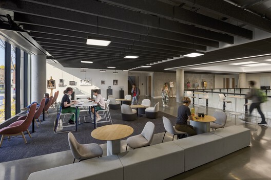 Clark University’s Center for Media Arts, Computing, and Design / Ayers Saint Gross - Interior Photography, Living Room, Chair, Table, Lighting