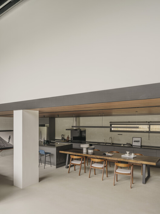 Rendezvous for Four Generations Residence / FLOAT DESIGN STUDIO - Interior Photography, Kitchen, Wood, Lighting, Chair, Beam