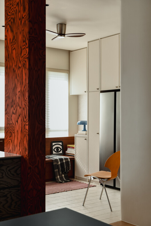 16 Crimson Unfold Apartment / Wuuu Studio - Interior Photography, Wood, Lighting, Chair