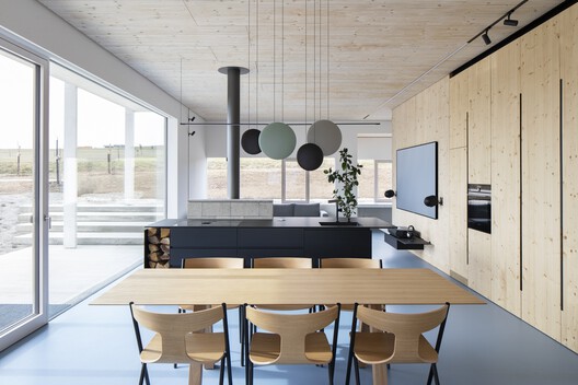 Rdom 2 House / Šercel Švec - Interior Photography, Dining room, Wood, Table, Kitchen, Lighting, Chair, Countertop