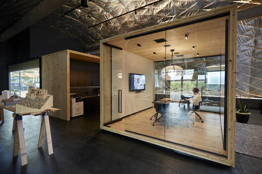 Skylab Headquarters + SkylabSHOP / Skylab Architecture - Interior Photography, Kitchen, Lighting, Table, Chair, Glass