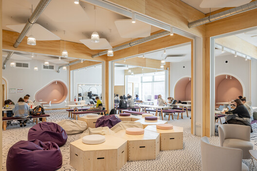 (S)pace Pariselle Educational Building / Architecture Patrick Mauger + D’HOUNDT+BAJART architectes&associés - Interior Photography, Living Room, Lighting, Chair