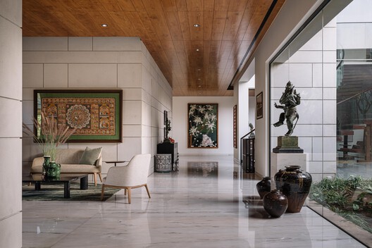 Anand Home / Hiren Patel Architect Design - Interior Photography, Living Room, Lighting, Chair, Glass