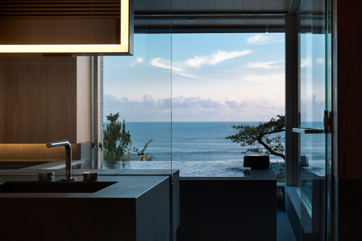 House on the Rias Coast / no.10 NOMURA Co., Ltd. - Interior Photography, Kitchen, Wood, Glass, Countertop