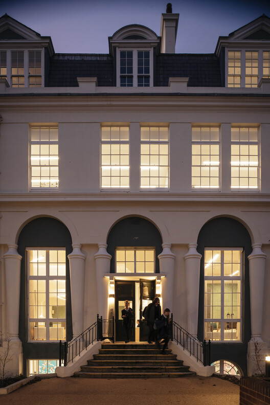Temple Building Refurbishment Brighton Girls School / Walters & Cohen Architects - Interior Photography, Door, Arch, Column, Glass, Arcade