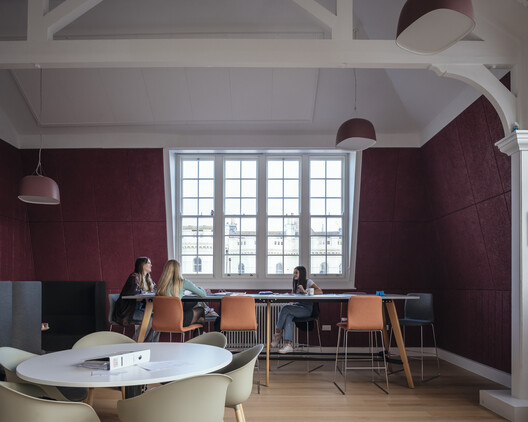 Temple Building Refurbishment Brighton Girls School / Walters & Cohen Architects - Interior Photography, Table, Chair, Lighting, Glass