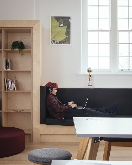 Temple Building Refurbishment Brighton Girls School / Walters & Cohen Architects - Interior Photography, Closet, Wood, Table, Chair