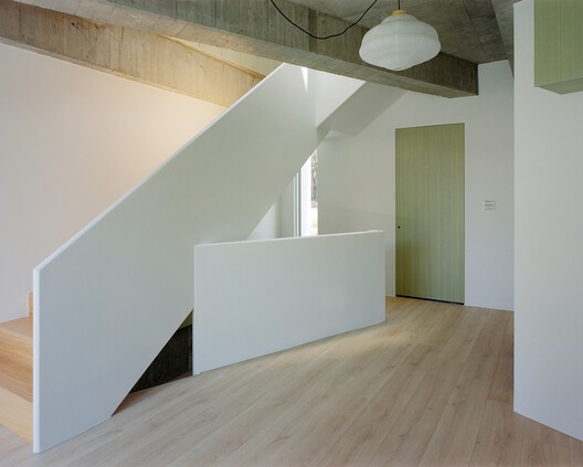 Triangle House / Metrics Architecture Studio - Interior Photography, Stairs, Wood, Handrail