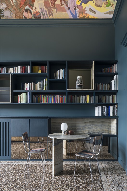 Apartment SL / BRH+ - Interior Photography, Closet, Shelving, Table, Lighting, Chair