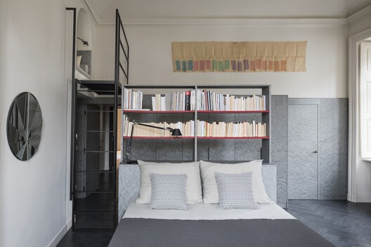 Apartment SL / BRH+ - Interior Photography, Bedroom, Bed, Lighting, Shelving