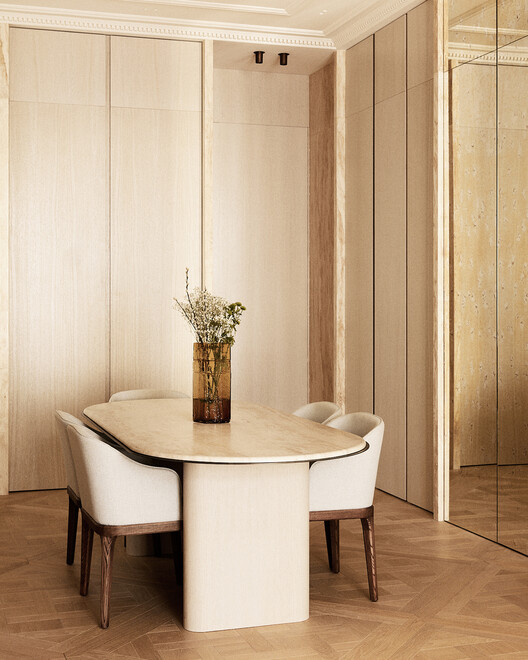 Place des États-Unis Residential Apartment / SELA.ARCH - Interior Photography, Wood, Table, Chair