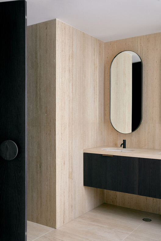 Esplanade Brighton Apartment / Wood Marsh - Interior Photography, Wood, Bathroom, Sink