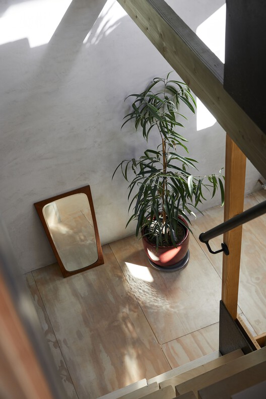 Apartment with a Mezzanine / Office Ten Architecture - Interior Photography, Wood, Stairs, Lighting, Handrail