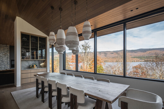 La Flèche Residence / MU Architecture - Interior Photography, Wood, Table, Lighting, Chair, Glass