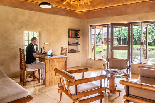 Architect Office at the Water's Edge / Chiangmai Life Architects - Interior Photography, Dining room, Wood, Chair