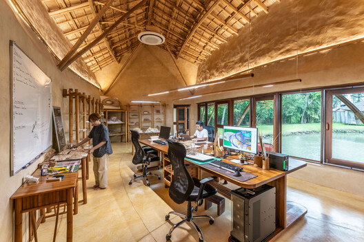 Architect Office at the Water's Edge / Chiangmai Life Architects - Interior Photography, Wood, Table, Chair