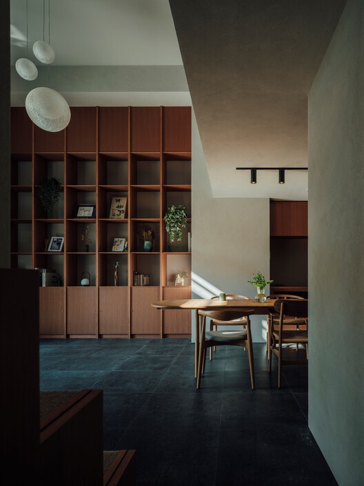 Sakuragawa Apartment Renovation / Osaka Design Department - Interior Photography, Wood, Table, Shelving, Lighting, Chair