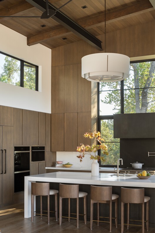 Sonoma Ridge House / Holder Parlette - Interior Photography, Kitchen, Wood, Chair, Countertop, Table, Lighting, Glass