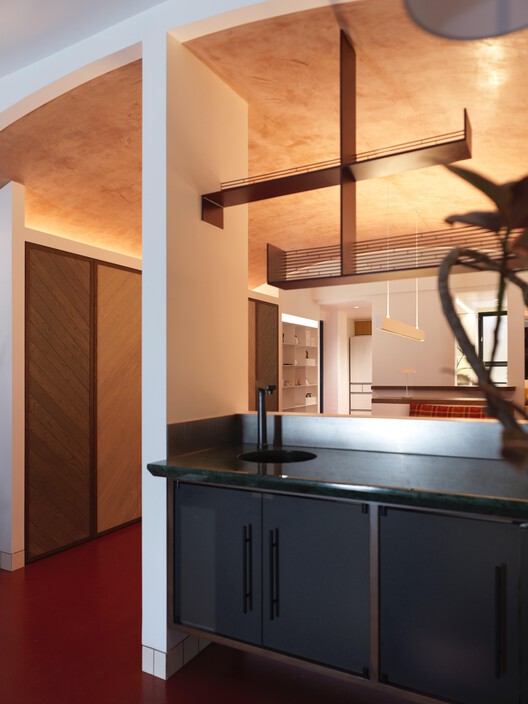 吴先生家 / 金秋野建筑工作室 - 室内图, 厨房, 木头, 灯, 玻璃, 梁