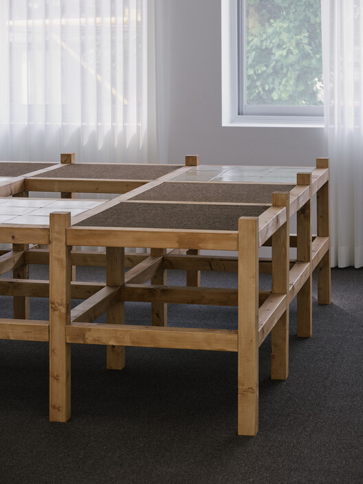 Insoil Showroom / KKOL Studio - Interior Photography, Dining room, Wood, Bed