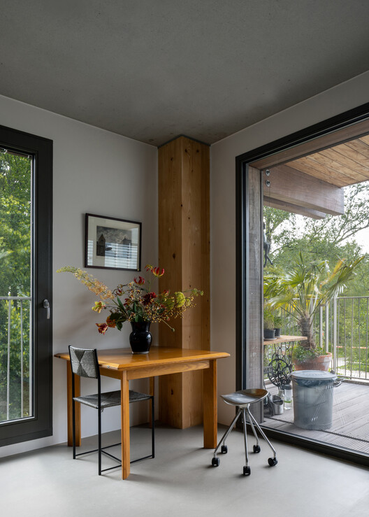 Houtrak Apartments / Workshop Architecten + Marcel Lok Architect - Interior Photography, Wood, Lighting, Table, Chair, Glass