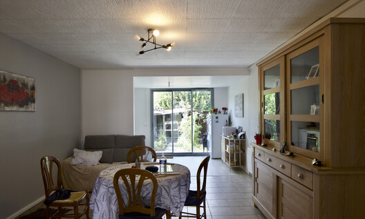 Beutre Housing Estates Rehabilitation / Christophe Hutin architecture - Interior Photography, Dining room, Wood, Chair, Lighting, Table