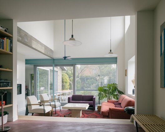 DT House / AE-architecten - Interior Photography, Living Room, Wood, Sofa, Lighting, Chair, Table