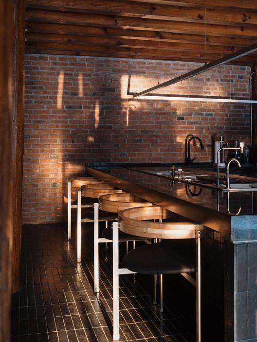 Scented Coffee / No10-Architects - Interior Photography, Kitchen, Brick, Wood, Countertop, Chair