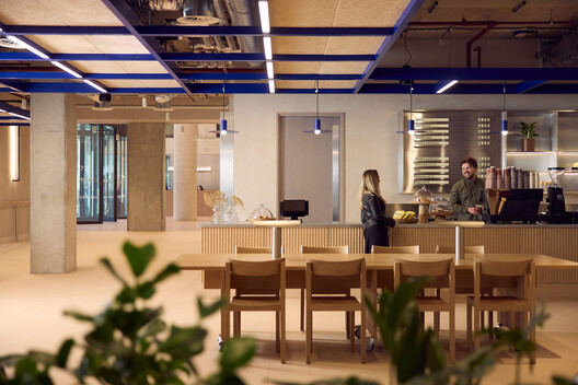 The Jellicoe Workspace / Universal Design Studio - Interior Photography, Dining room, Table, Lighting, Chair, Glass