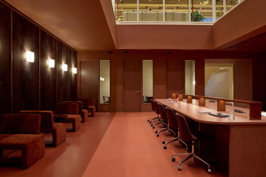 The Jellicoe Workspace / Universal Design Studio - Interior Photography, Dining room, Wood, Lighting, Chair