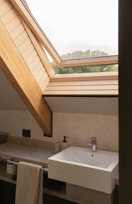 Casa Palenque  / Azimut 180° - Fotografía interior, Baño, Madera, Tarjas, Fijación Vigas