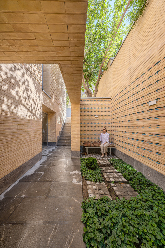 A House Looking to A Cedrus Tree / Cedrus Studio - Interior Photography, Wood, Brick, Courtyard